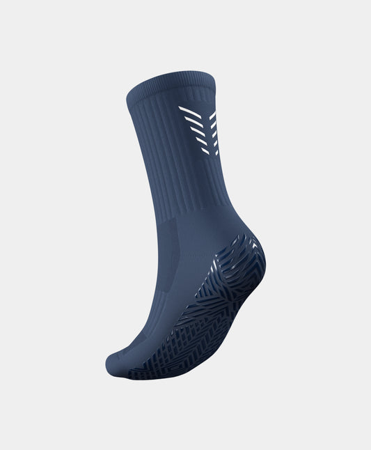 The distinctive design of Icon Mid-Calf Football Grip Socks highlighting the knitted rear pattern.