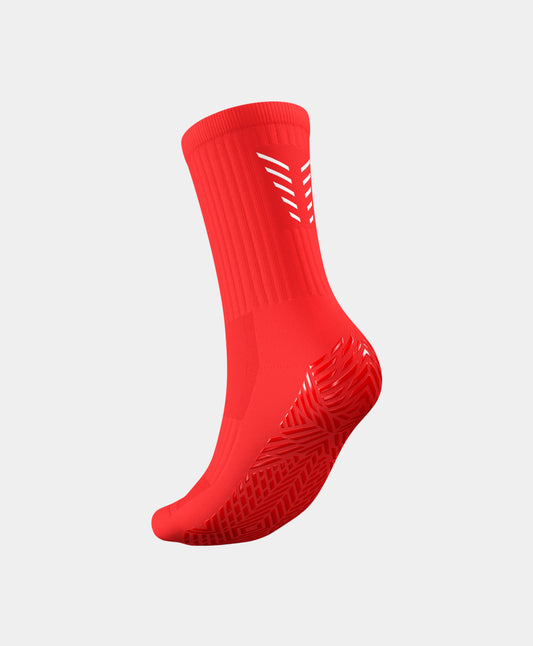 Comparative size reference of Icon Football Grip Socks, illustrating mid-calf height.