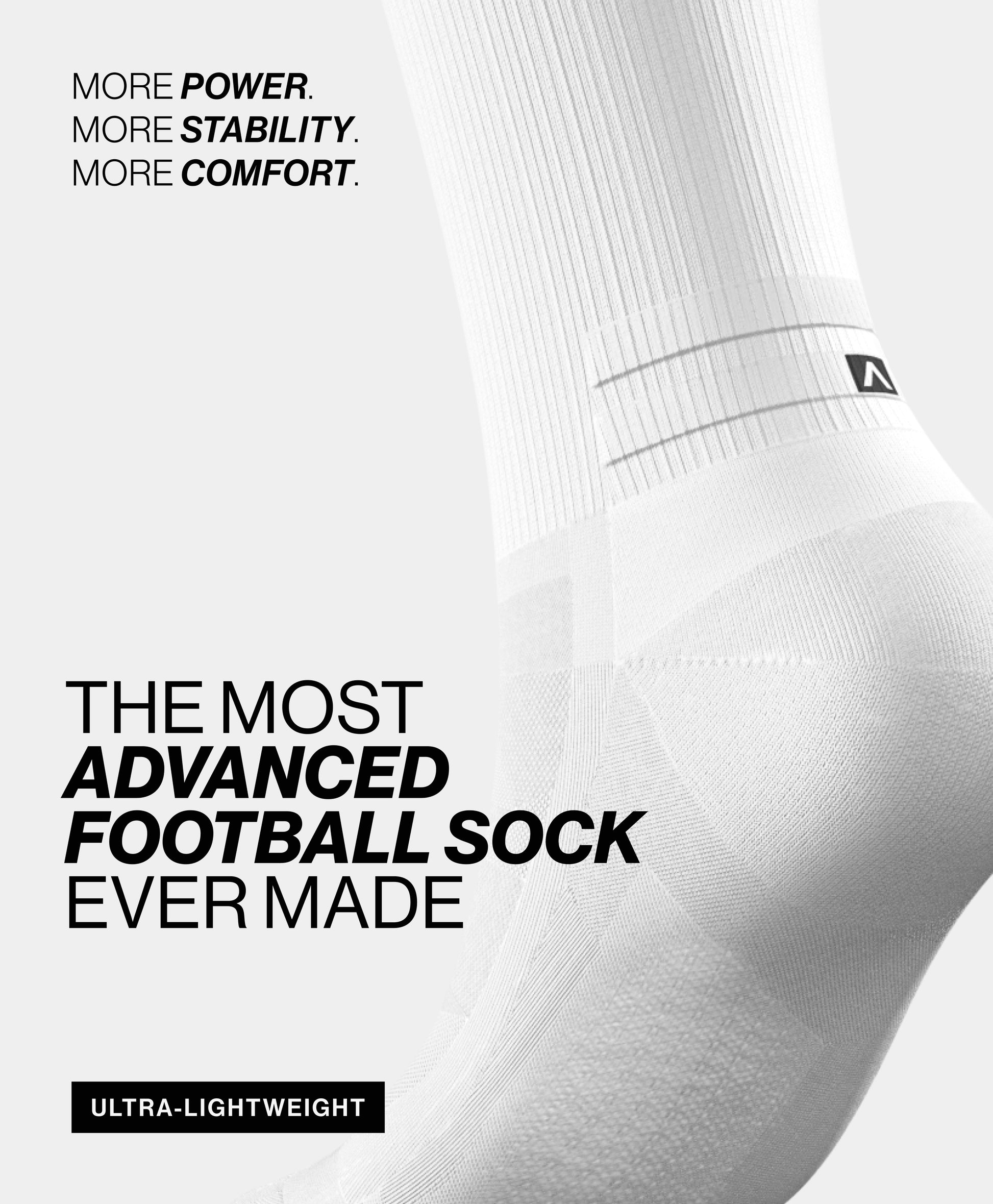 Close-up view of AdvantEdge Pro 2.0 Lite Football Socks showcasing dual-zone Achilles protection.
