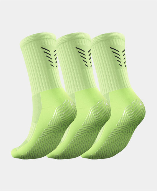 Lifestyle image of a football player training in Icon Grip Socks - 3 Pairs Multipack, illustrating the sock's moisture-wicking and comfort features.