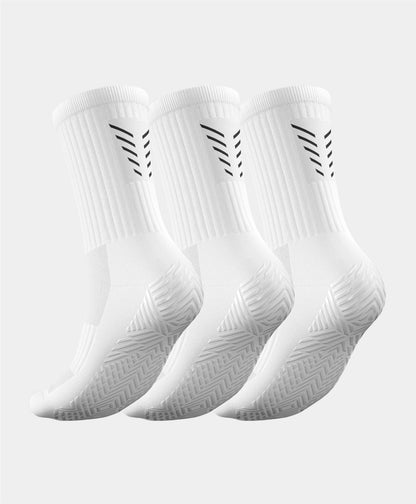 Icon Grip Socks - 3 Pairs Multipack displayed on a wooden surface, showcasing their premium design and innovative grip system for optimal performance.