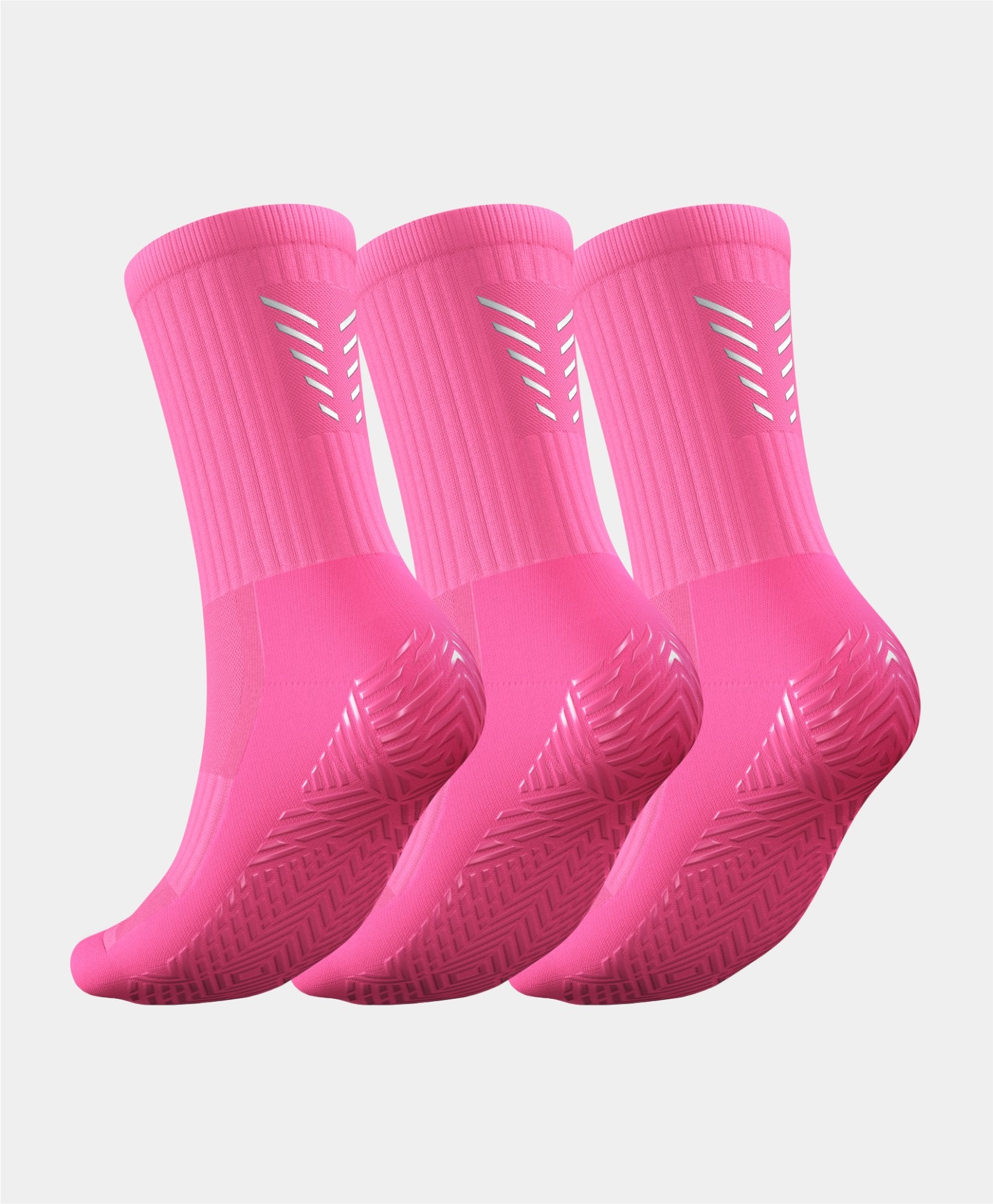 Reflective Grip Socks - 3 Pairs Multipack, designed to reduce slippage inside football boots, helping to prevent blisters and ensuring optimal performance.