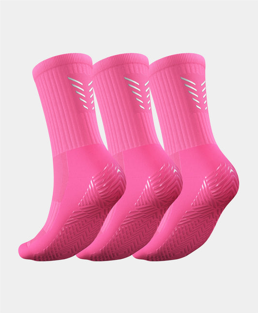Reflective Grip Socks - 3 Pairs Multipack, designed to reduce slippage inside football boots, helping to prevent blisters and ensuring optimal performance.