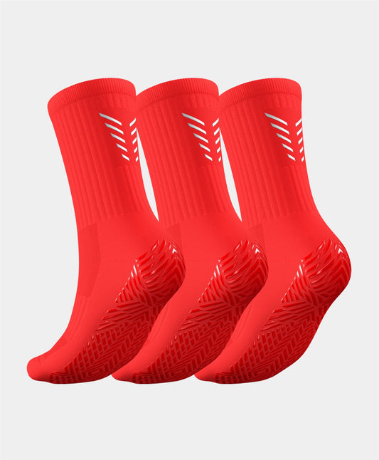 Reflective Grip Socks - 3 Pairs Multipack, featuring strategically positioned grip elements that provide targeted traction for explosive movement on the field.