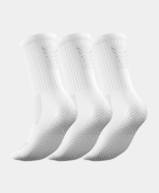 Reflective Grip Socks - 3 Pairs Multipack, showcasing advanced grip technology designed for elite performance in football, featuring a striking reflective pattern.